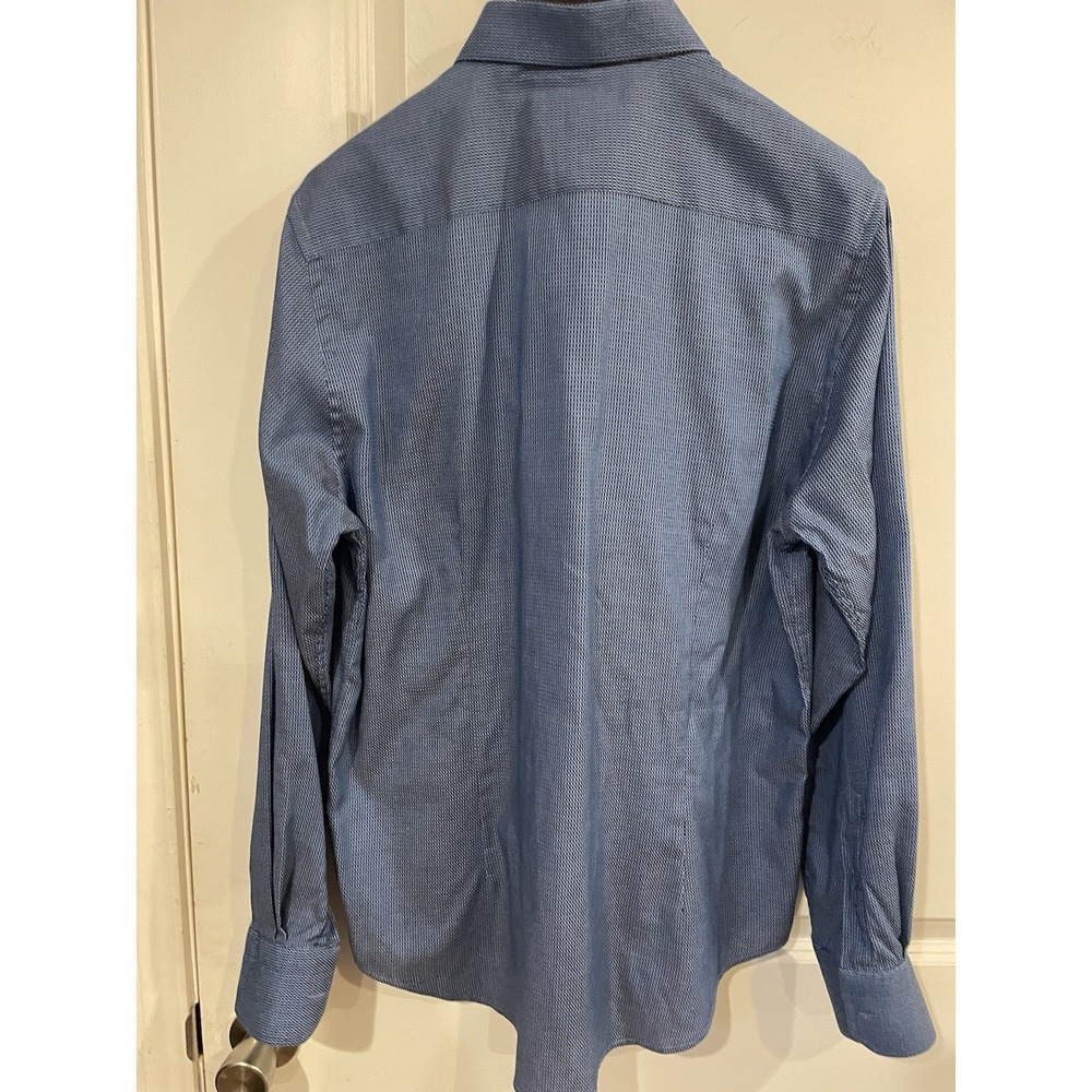Robert Graham Shirt Mens Large Blue Geometric Long Sleeve‎ Stretch Flip Cuff - Picture 2 of 10